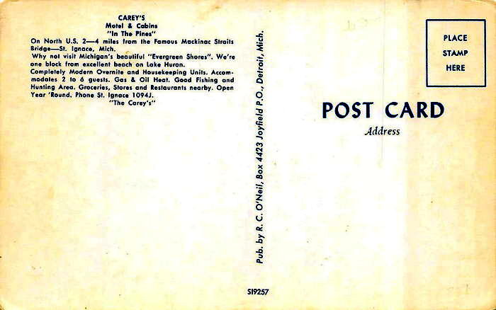 Moosewood Inn (Careys Motel & Cabins) - Vintage Postcard (newer photo)